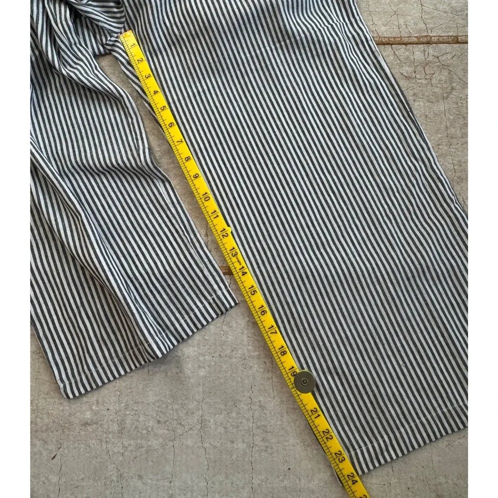 MISSLOOK Gray White Striped Cotton‎ Blend Overalls Women's Large Adjustable Tie